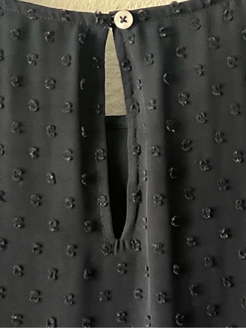 J. Crew Navy Swiss Dot Ruffle‎ Long-Sleeve Blouse, Size 8